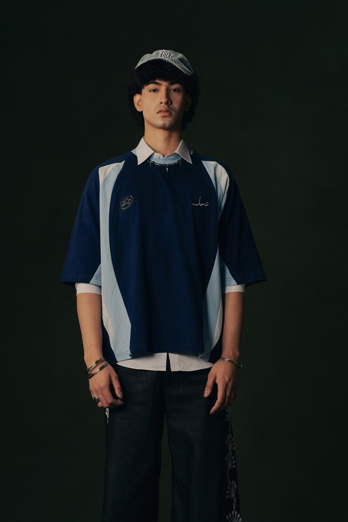 Daira Paneled Graphic Tee (Blue)
