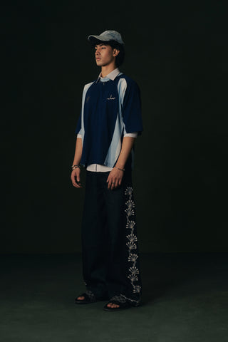 Daira Paneled Graphic Tee (Blue)