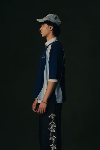 Daira Paneled Graphic Tee (Blue)