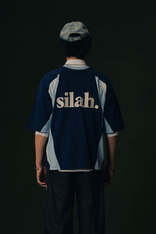 Daira Paneled Graphic Tee (Blue)