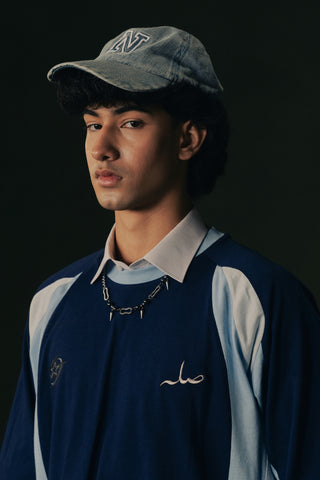 Daira Paneled Graphic Tee (Blue)