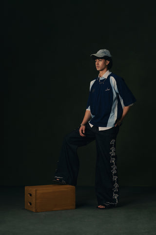 Daira Paneled Graphic Tee (Blue)