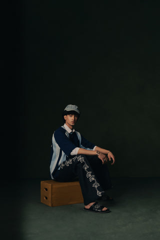 Daira Paneled Graphic Tee (Blue)