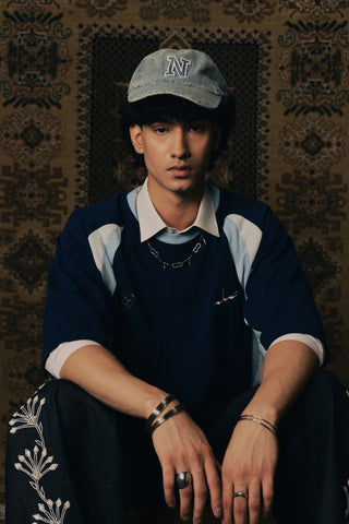 Daira Paneled Graphic Tee (Blue)